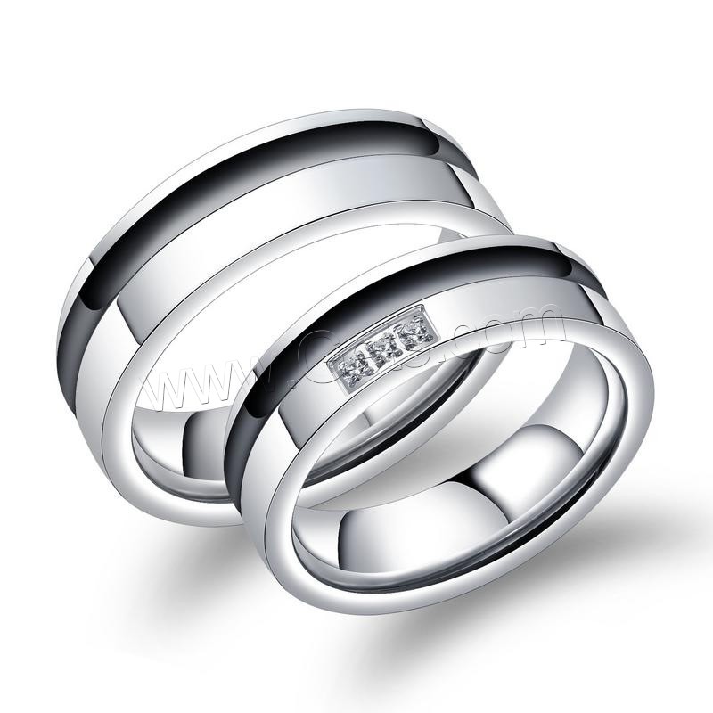 Acier titane Couple Anneau, styles différents pour le choix & pavé de micro zircon, 6mm, Vendu par PC