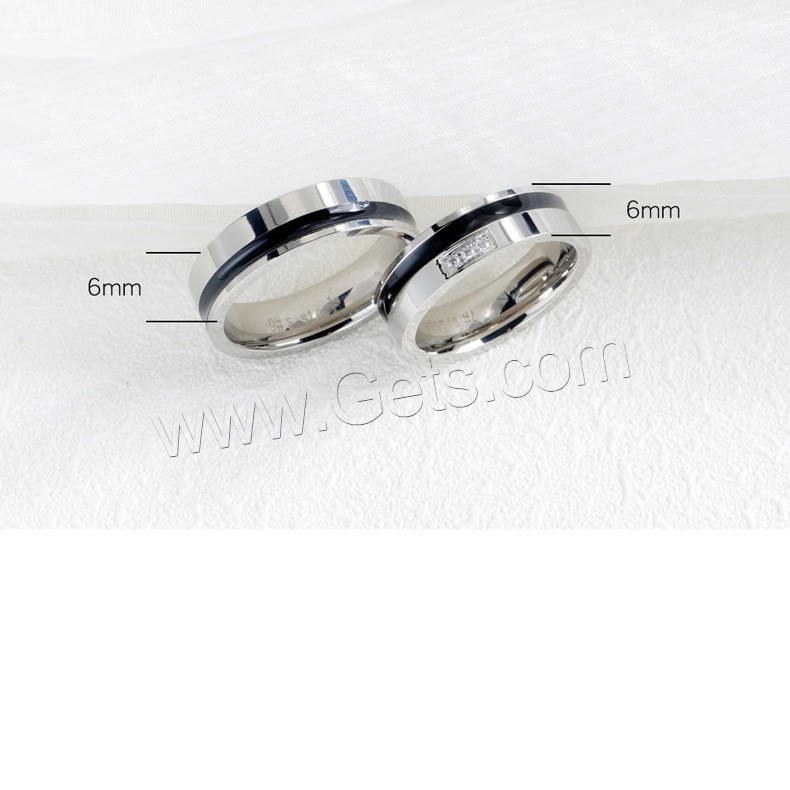 Acier titane Couple Anneau, styles différents pour le choix & pavé de micro zircon, 6mm, Vendu par PC