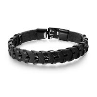 aleación de zinc Pulsera, con Cuero de PU, pistola de color negro chapado, para hombre, más colores para la opción, 11mm, longitud:aproximado 8 Inch, Vendido por Sarta