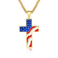 Titanium Steel Pendants, Cross, gold color plated, enamel 40.5mm Approx 3-4mm 