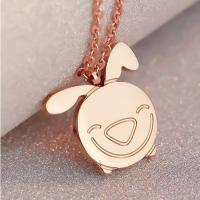 Titanium Steel Jewelry Necklace, Chinese Zodiac, plated, animal design & oval chain rose gold color Approx 15.75 Inch 