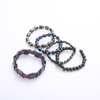 Hematite Pulsera, con espaciador de latón de diamantes de imitación & Cristal, con 2lnch extender cadena, hecho a mano, diferentes estilos para la opción & para mujer, longitud:aproximado 8 Inch, Vendido por Sarta