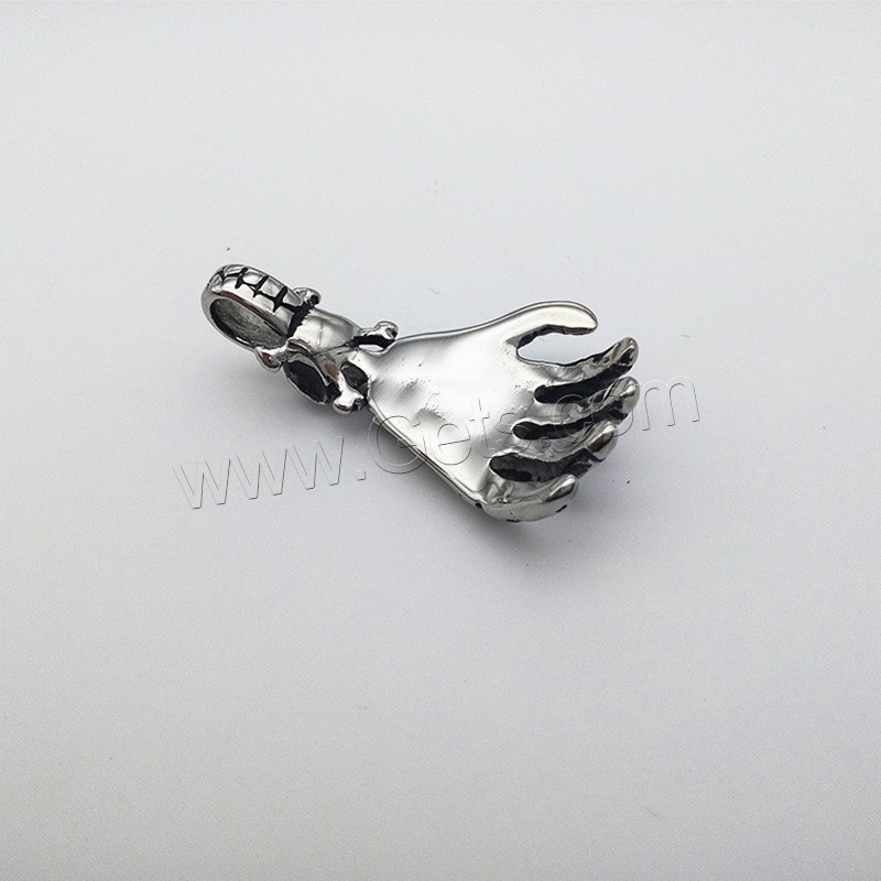 Stainless Steel Pendants, Hand, different size for choice & blacken, Hole:Approx 2-4mm, Sold By PC