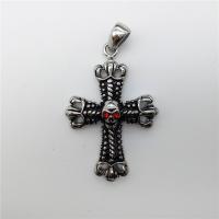 Stainless Steel Cross Pendants, with rhinestone & blacken Approx 2-4mm 