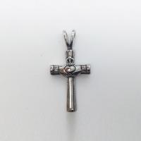 Edelstahl Kreuz Anhänger, Schwärzen, 16x33mm, Bohrung:ca. 2-4mm, verkauft von PC