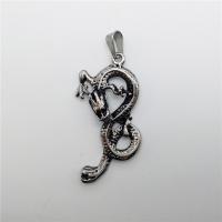 Stainless Steel Animal Pendants, Dragon, blacken Approx 2-4mm 