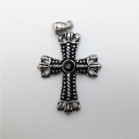 Stainless Steel Cross Pendants, with rhinestone & blacken Approx 2-4mm 