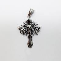 Stainless Steel Cross Pendants, Skull Cross, blacken Approx 2-4mm 