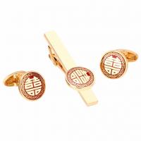 Brass Tie Clip Cufflink Set, tie clip & cufflink, gold color plated, for man 17mm 