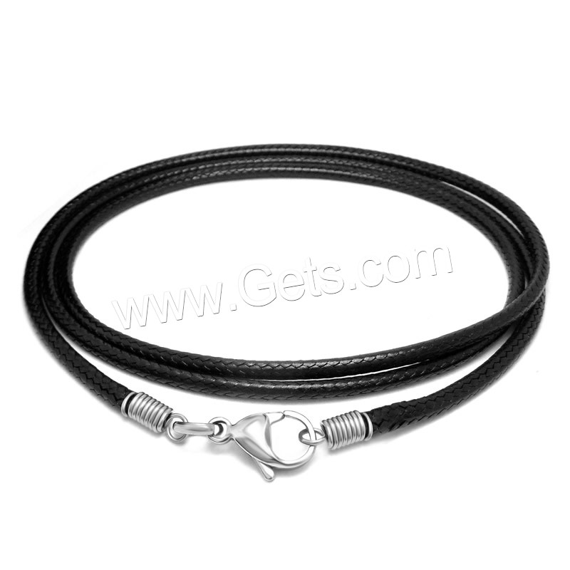 Waxed Linen Cord Necklace Cord, with Titanium Steel, different length for choice & Unisex, black, Sold By Strand