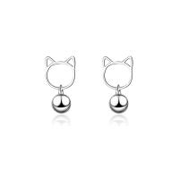 pendiente de gota colgando de latón, metal, Gato, chapado en platina real, para mujer, 18mm, Vendido por Par