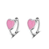 metal Pinza de pendiente, Corazón, chapado en platina real, para mujer & pegamento de gota, más colores para la opción, 10mm, Vendido por Par