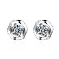 Rhinestone Brass Stud Earring, platinum plated, for woman & with rhinestone, 11mm 