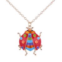 Chaîne en alliage de zinc de fer Collier Pull, avec 5cm chaînes de rallonge, coccinelle, Placage, chaîne ovale & pour femme & émail, plus de couleurs à choisir, sans plomb et cadmium Environ 23.63 pouce, Vendu par brin