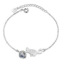 Pulseras de Plata Estelina, Plata de ley 925, con 1.37inch extender cadena, chapado en color de plata, diferentes materiales para la opción & para mujer, 8mm, 26mm, longitud:aproximado 6.3 Inch, Vendido por Sarta