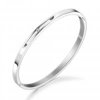 Titanium Steel Bangle, plated, micro pave cubic zirconia & for woman 3.9mm, Inner Approx 54mm Approx 6.5 Inch 