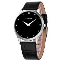 Sinobi®Men reloj de joyería, aleación de zinc, con Cuero de PU & Vidrio, movimiento chino, chapado, Resistente al agua de la vida & para hombre, más colores para la opción, 40mm, longitud:aproximado 9.8 Inch, Vendido por UD