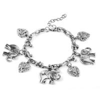 Edelstahl Charm Armband, mit Verlängerungskettchen von 2.36inch, plattiert, Armband  Bettelarmband & für Frau, keine, 15mm,8mm, Innendurchmesser:ca. 60mm, Länge:ca. 7.5 ZollInch, verkauft von Strang