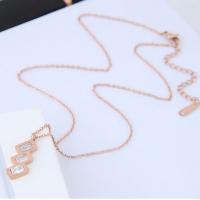 Titanium Steel Jewelry Necklace, rose gold color plated, oval chain & for woman & with cubic zirconia Approx 17 Inch 