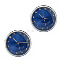 Brass Cufflinks, silver color plated, Unisex & enamel, blue 