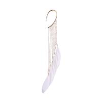 metal Envoltura de pendientes, con pluma & Vidrio, plata esterlina aguja de pendiente, Pluma, chapado en color dorado, para mujer, más colores para la opción, libre de níquel, plomo & cadmio, 30x260mm, Vendido por Par