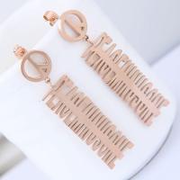 Titanium Steel Earrings, rose gold color plated, for woman 