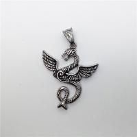 Stainless Steel Animal Pendants, Dragon, blacken Approx 2-4mm 