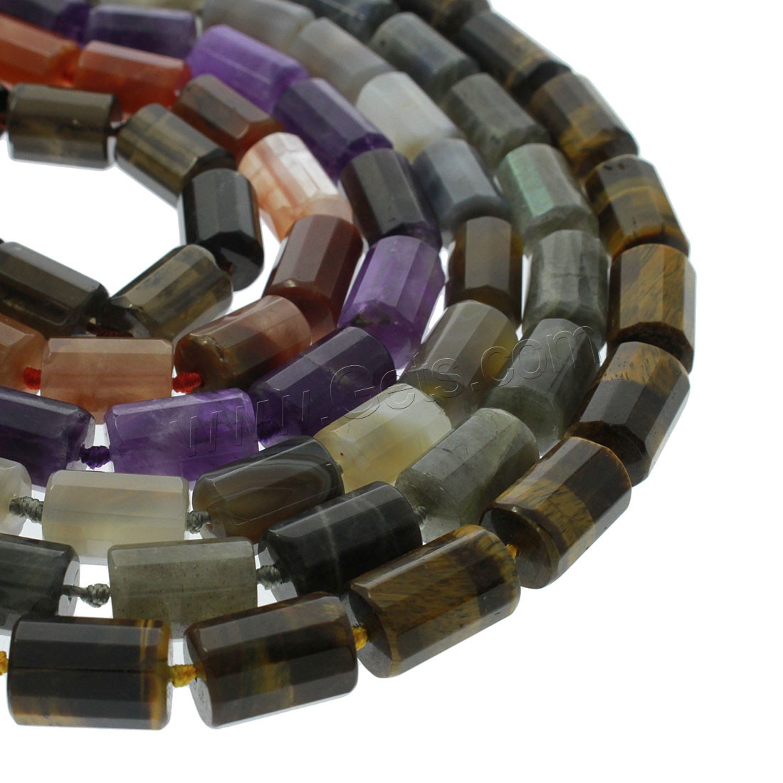 Mixed Gemstone Beads, Column, different materials for choice & faceted, 15x12mm, Hole:Approx 1mm, Length:Approx 16.1 Inch, Sold By Strand