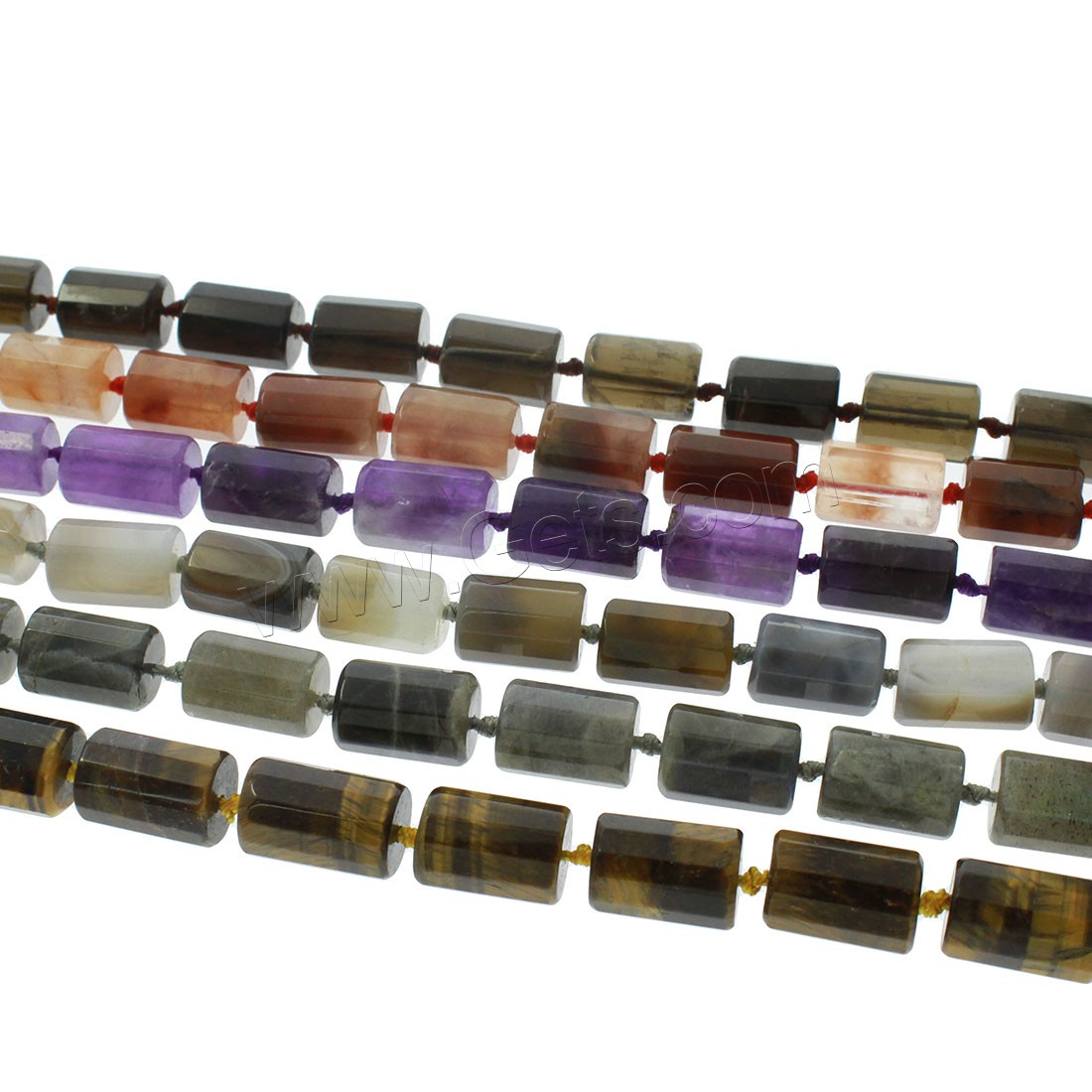 Mixed Gemstone Beads, Column, different materials for choice & faceted, 15x12mm, Hole:Approx 1mm, Length:Approx 16.1 Inch, Sold By Strand