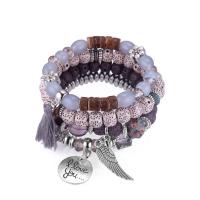 Pulsera de Piedras Preciosas, con aleación de zinc, chapado en color de plata antigua, para mujer, más colores para la opción, longitud:aproximado 7.5 Inch, 4Strandsfilamento/Grupo, Vendido por Grupo