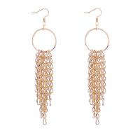 Moda flecos pendientes, metal, acero inoxidable aguja de pendiente, borla, chapado en color dorado, Estilo coreano & para mujer, libre de níquel, plomo & cadmio, 18x85mm, Vendido por Par