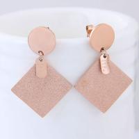 Acier titane Boucle d'oreille goutte, Plaqué de couleur d'or rose, pour femme Vendu par paire