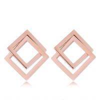 Acier titane boucle d oreille dormeuse, Plaqué de couleur d'or rose, pour femme, 22mm, Vendu par paire