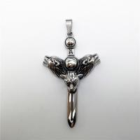 Pendentifs en acier inoxydable, épéesabre, noircir Environ 2-4mm, Vendu par PC