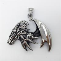 Stainless Steel Animal Pendants, Dragon, blacken Approx 2-4mm 