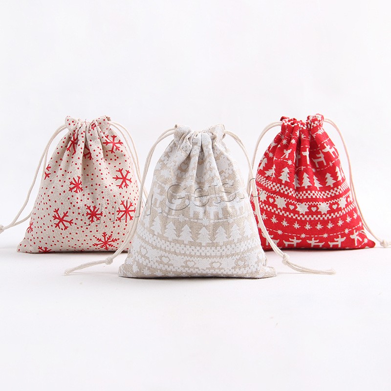 Sac cadeau cadeau de Noël, Tissu en coton, Conception de Noël & normes différentes pour le choix & modèles différents pour le choix, Vendu par PC