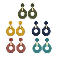 aleación de zinc Pendientes con Colgantes, con Acrílico, chapado en color dorado, para mujer, más colores para la opción, 35x56mm, Vendido por Par