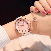 Bracelets de montre pour femmes, acier inoxydable, avec cuir PU & verre, mouvement chinoise, Placage, Résistant à l’eau de vie, plus de couleurs à choisir, 38mm Environ 9 pouce, Vendu par PC