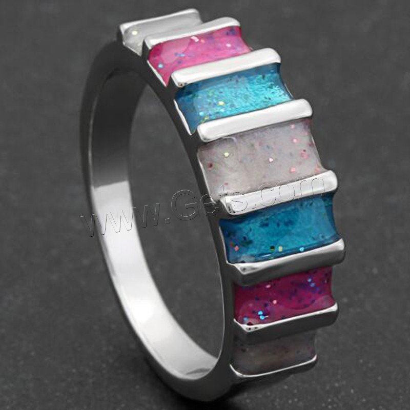 Zinc Alloy Finger Ring, with Opal, silver color plated, different size for choice & for woman, Sold By PC