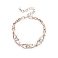 Zink Legierung Strass Armbänder, Zinklegierung, mit Verlängerungskettchen von 55mm, goldfarben plattiert, Oval-Kette & für Frau & mit Strass, 23x8mm, Innendurchmesser:ca. 50mm, Länge:ca. 5.7 ZollInch, verkauft von Strang