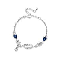 Zink Legierung Strass Armbänder, Zinklegierung, mit Glas, mit Verlängerungskettchen von 55mm, Lippe, silberfarben plattiert, Oval-Kette & für Frau & mit Strass, 29mm,16mm, Innendurchmesser:ca. 45mm, Länge:ca. 6.1 ZollInch, verkauft von Strang