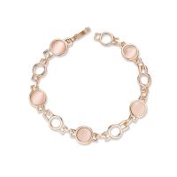 alliage de zinc bracelet, avec Oeil de chat, Placage de couleur d'or, pour femme, 18mm,15mm, Diamètre inté Environ 50mm Environ 7.4 pouce, Vendu par brin