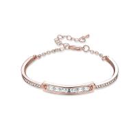 Zink Legierung Strass Armbänder, Zinklegierung, mit Verlängerungskettchen von 55mm, goldfarben plattiert, Oval-Kette & für Frau & mit Strass, 34mm, Innendurchmesser:ca. 50mm, Länge:ca. 5.1 ZollInch, verkauft von Strang