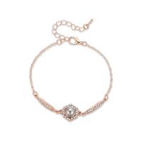 alliage de zinc bracelet, avec 55mm chaînes de rallonge, Placage de couleur d'or, chaîne ovale & pour femme & avec strass 22mm, Diamètre inté Environ 55mm Environ 6.7 pouce, Vendu par brin