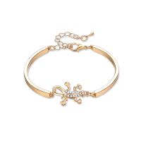 alliage de zinc bracelet, avec 55mm chaînes de rallonge, gecko, Placage de couleur d'or, chaîne ovale & pour femme & avec strass, 23mm, Diamètre inté Environ 47mm Environ 4.3 pouce, Vendu par brin