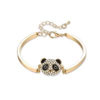 alliage de zinc bracelet, avec 55mm chaînes de rallonge, panda, Placage de couleur d'or, chaîne ovale & pour femme & avec strass, 20mm, Diamètre inté Environ 47mm Environ 4.5 pouce, Vendu par brin