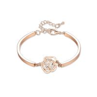 alliage de zinc bracelet, avec 55mm chaînes de rallonge, Placage de couleur d'or, chaîne ovale & pour femme & avec strass, 17mm, Diamètre inté Environ 47mm Environ 4.3 pouce, Vendu par brin