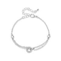 Zink Legierung Strass Armbänder, Zinklegierung, mit Verlängerungskettchen von 55mm, silberfarben plattiert, Oval-Kette & für Frau & mit Strass, 10mm,5mm, Innendurchmesser:ca. 50mm, Länge:ca. 6.3 ZollInch, verkauft von Strang