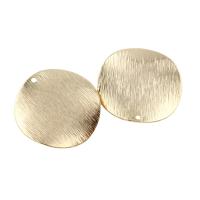 Brass Jewelry Pendants, Flat Round, real gold plated Approx 1mm 