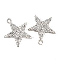 Brass Star Pendants, platinum plated Approx 1mm 